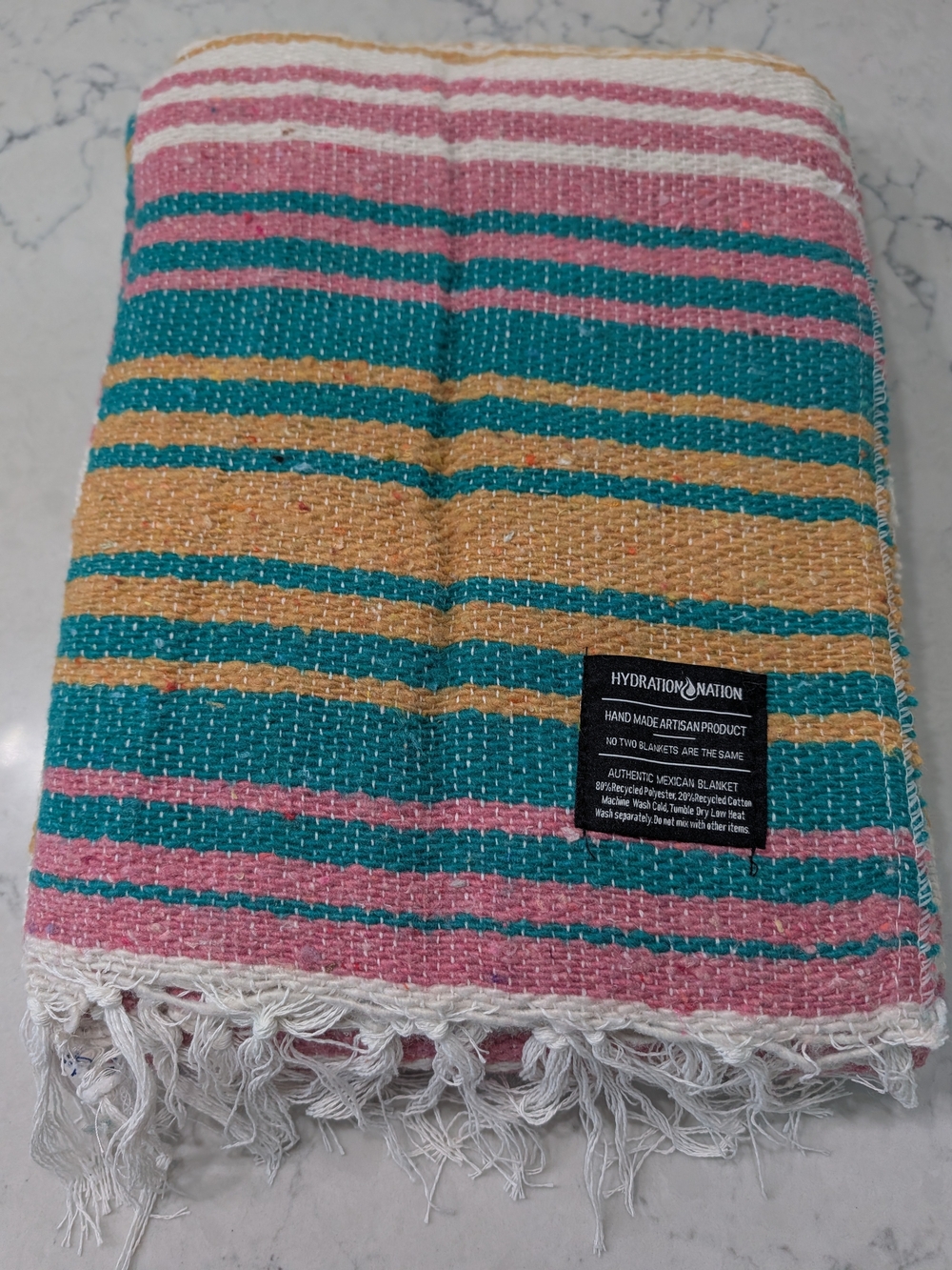 Hydration Nation Authentic Mexican Blanket in Sunset -50x70in